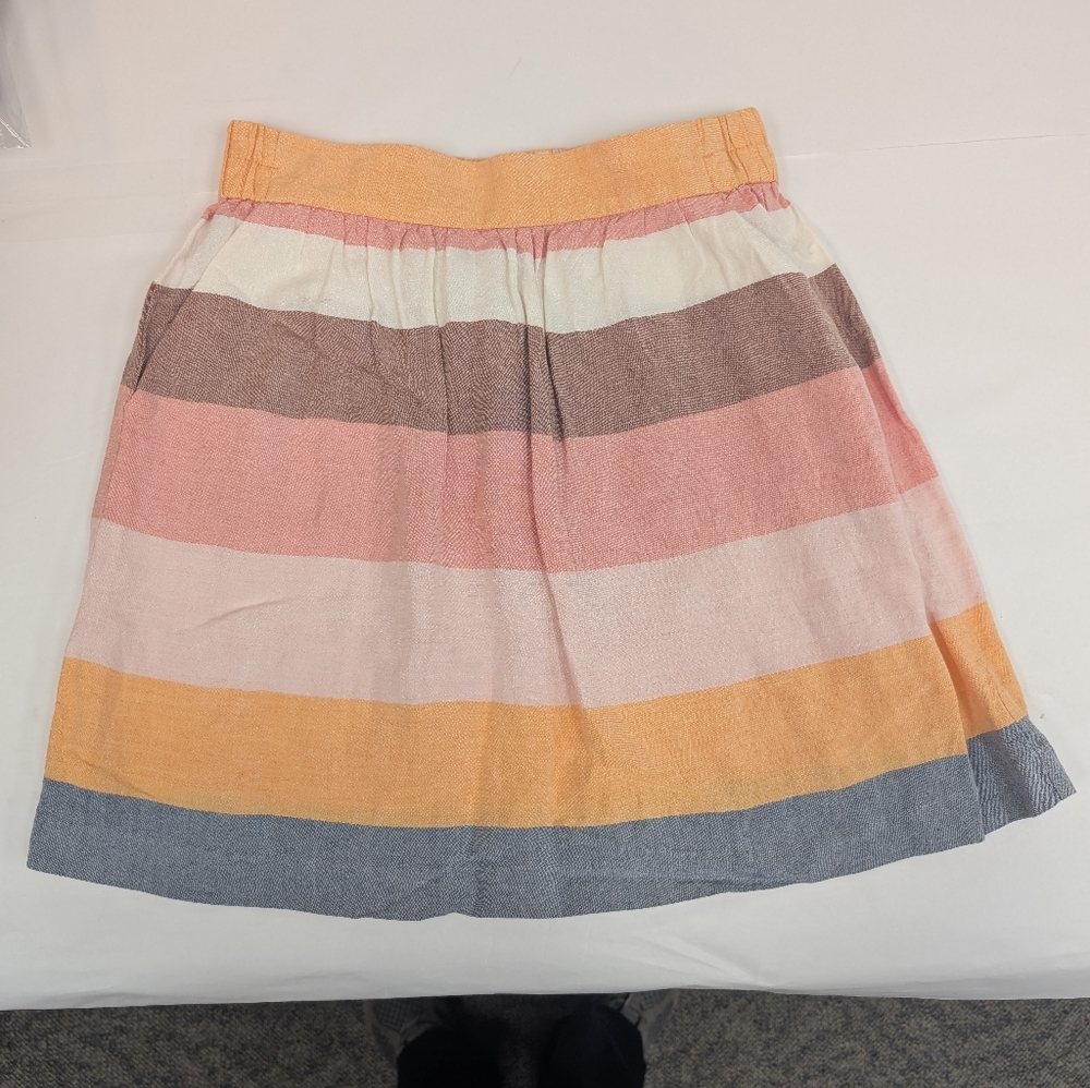 Ann Taylor LOFT Striped Pastel Mini Linen Skirt Medium Petite [33]